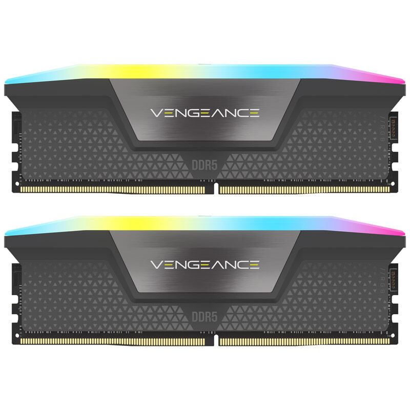 Detalj av Corsair Vengeance RGB DDR5-5200 CL40 RAM 32 GB EXPO aluminium heatspreader