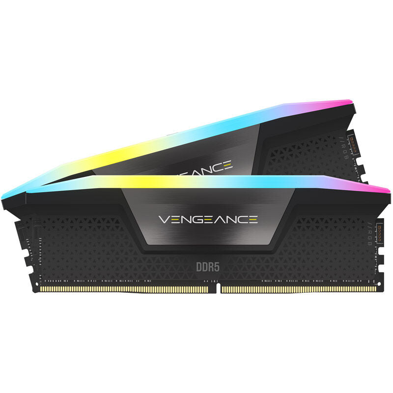 Baksiden av Corsair Vengeance RGB DDR5-5200 CL40 RAM 64 GB XMP svart