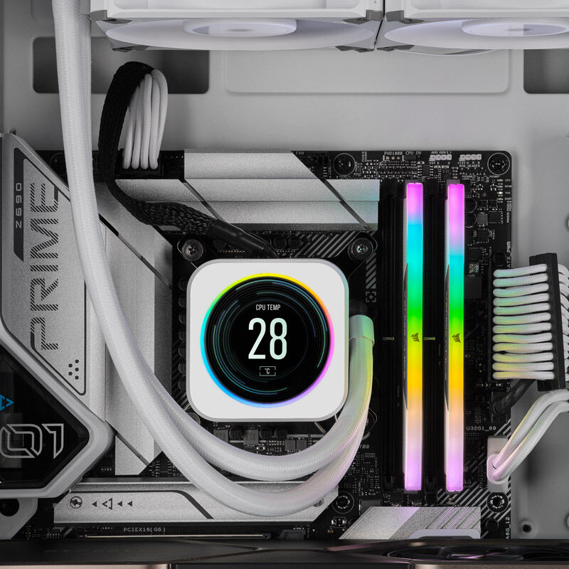 Corsair Vengeance RGB DDR5-6000 CL30 RAM 32 GB hvit sideprofil