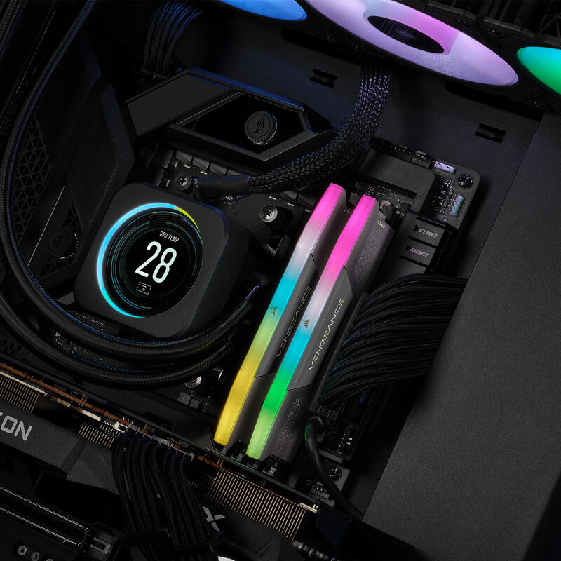 Corsair Vengeance RGB DDR5-6400 CL32 RAM 32 GB EXPO grå sideprofil