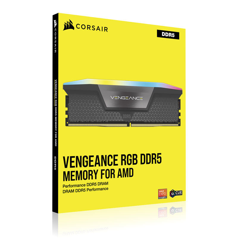 Corsair Vengeance RGB DDR5-6400 CL32 RAM 32 GB EXPO grå installert i gaming-PC