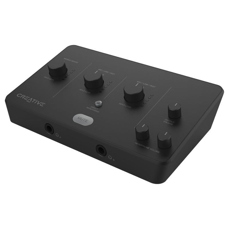Creative Live! Audion A3 lydgrensesnitt USB-C bakside med tilkoblinger