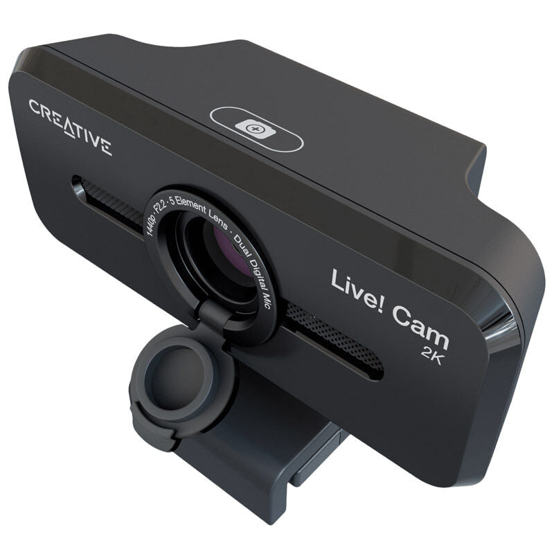 Creative LiveCam Sync 2K V3 webkamera QHD svart nærbilde av mikrofon