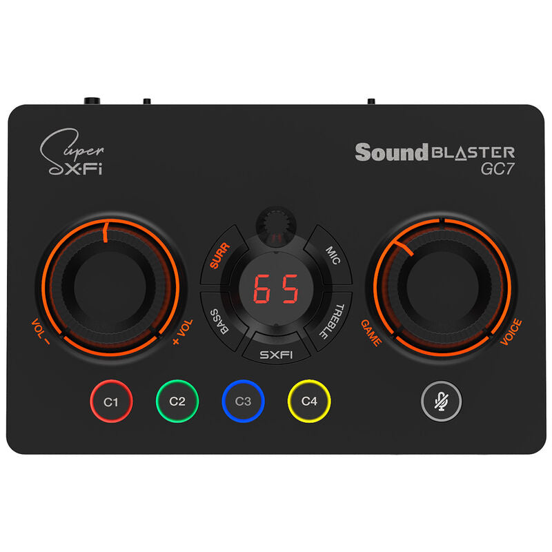 Creative Sound Blaster GC7 eksternt lydkort USB RGB detalj av kontroller