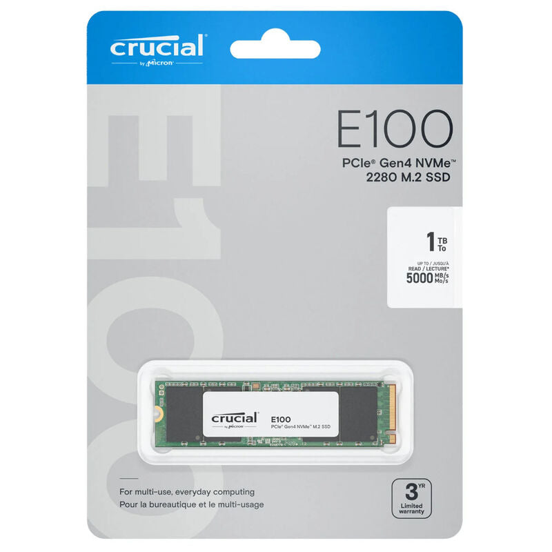 Crucial E100 NVMe SSD 1 TB PCIe 4.0 M.2 2280 bakside
