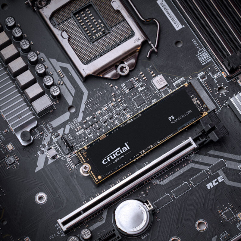 Detalj av Crucial P3 NVMe SSD 500 GB PCIe 3.0 M.2 2280