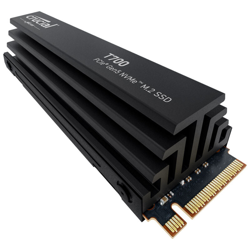 Crucial T700 NVMe SSD 4 TB PCIe 5.0 M.2 2280 med kjøleribbe bakside