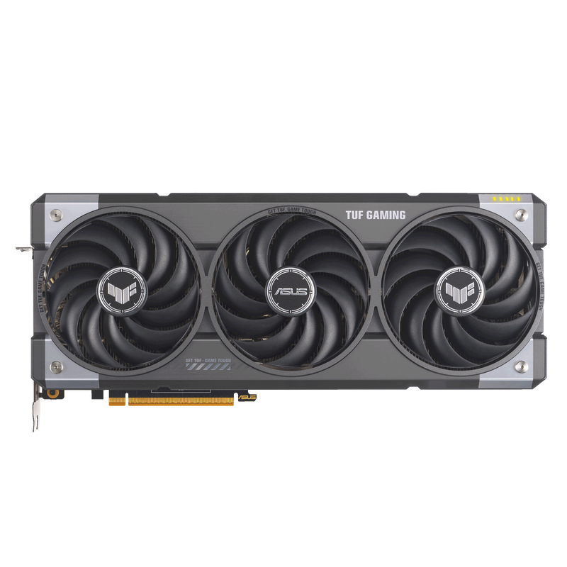 Detaljbilde av ASUS TUF Radeon RX 9070 OC Edition grafikkort kjøler