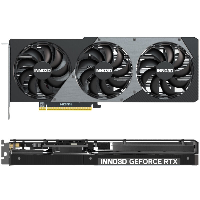 Detalj av INNO3D GeForce RTX 5070 Ti X3 OC grafikkort kjølevifter