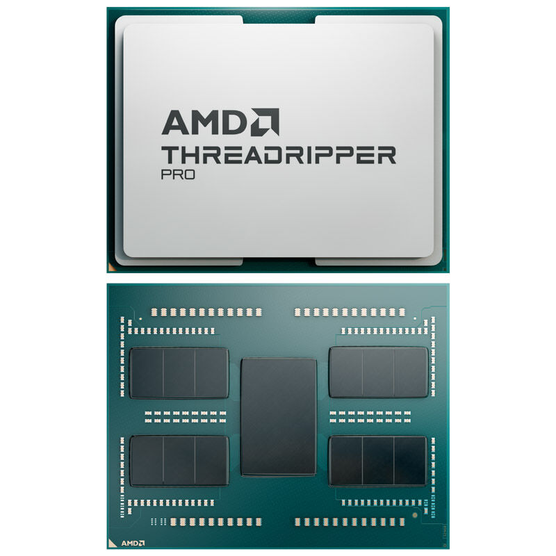 Detalj av kontaktpinner på AMD Ryzen Threadripper Pro 7965WX