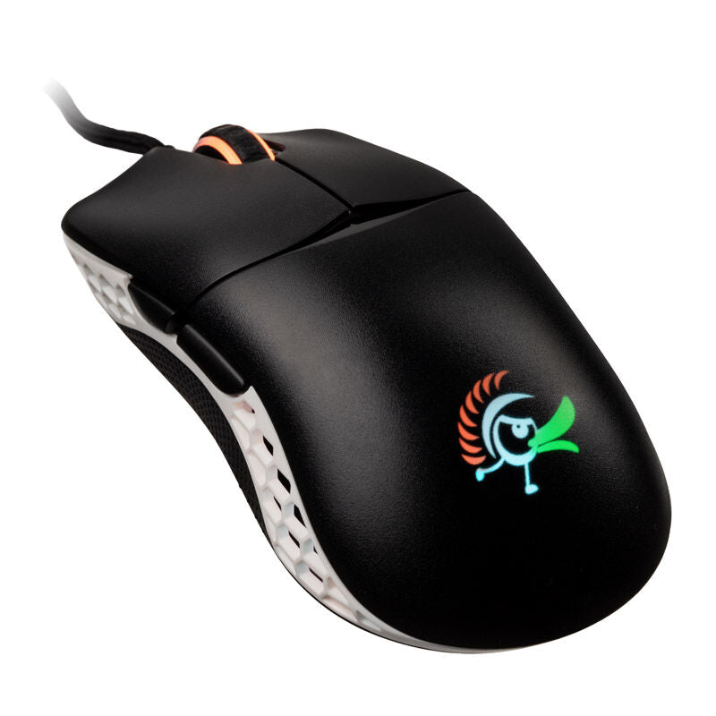 Ducky Feather gamingmus ARGB Huano svart/hvit bakside