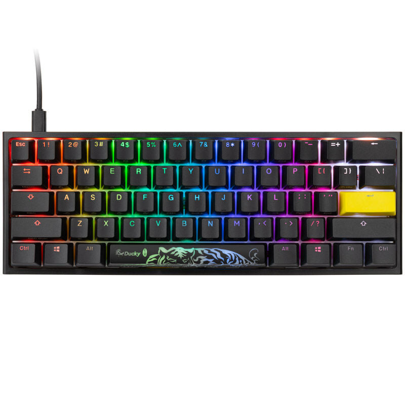 Ducky One 2 Pro Mini gamingtastatur RGB Gateron Yellow US bakside