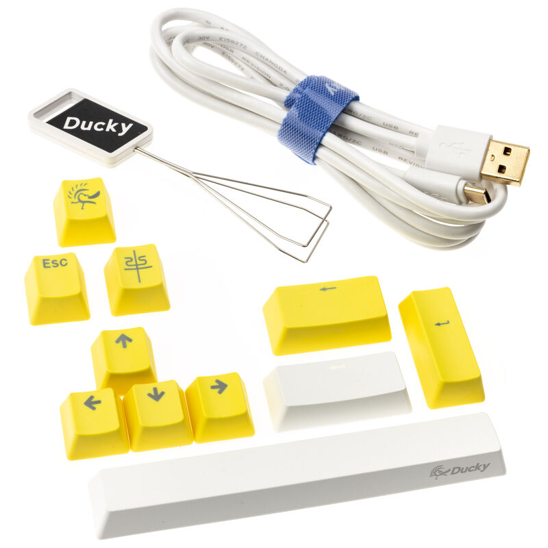 Ducky One 2 Pro Mini White med tastaturdeksler i PBT-materiale
