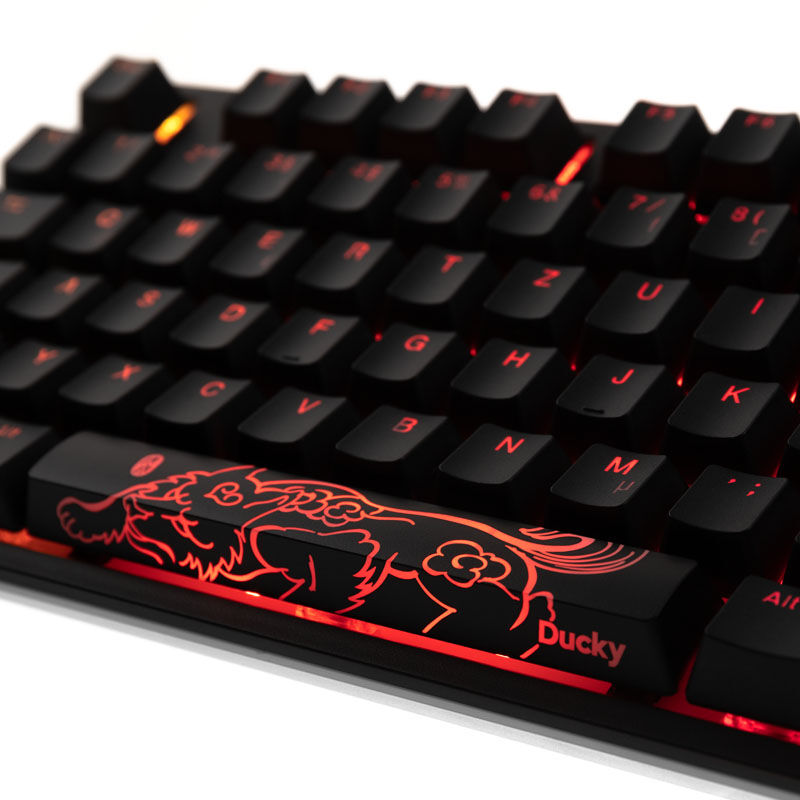 Nærbilde av RGB-belysning på Ducky One 2 TKL PBT gamingtastatur RGB MX-Black svart