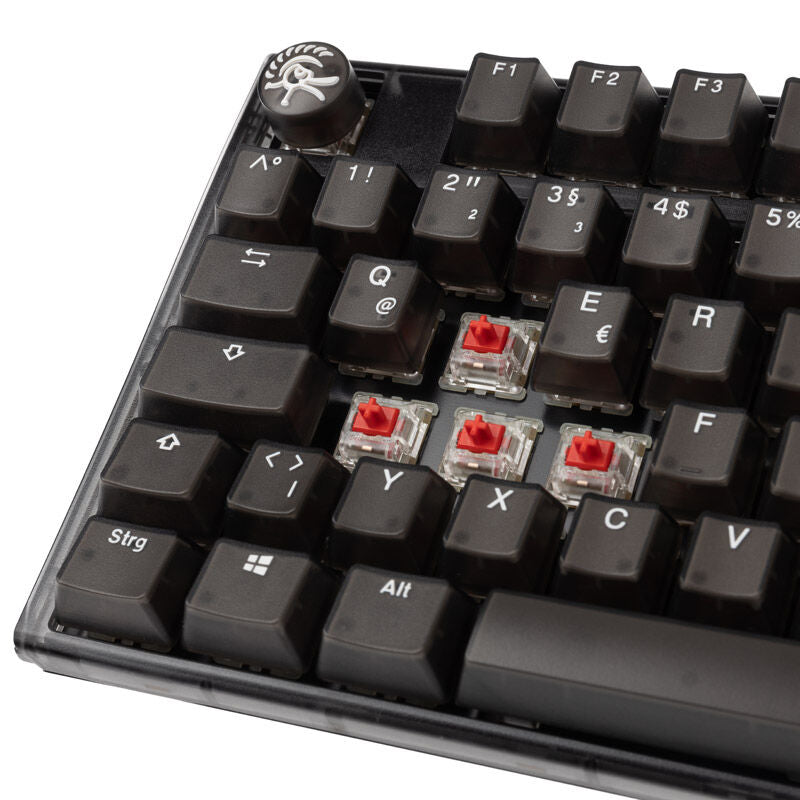 Nærbilde av Ducky One 3 Aura Black gamingtastatur RGB mekanisk MX-Red tastaturtaster