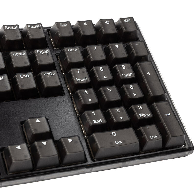 Nærbilde av RGB-lys på Ducky One 3 Aura Black gamingtastatur RGB