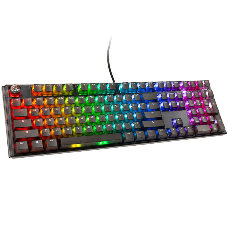 Ducky One 3 Aura Black gamingtastatur forfra med RGB-belysning