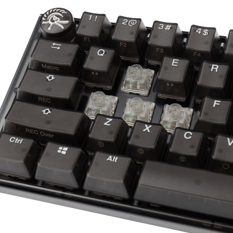 Nærbilde av tastene på Ducky One 3 Aura Black Mini 60% gamingtastatur