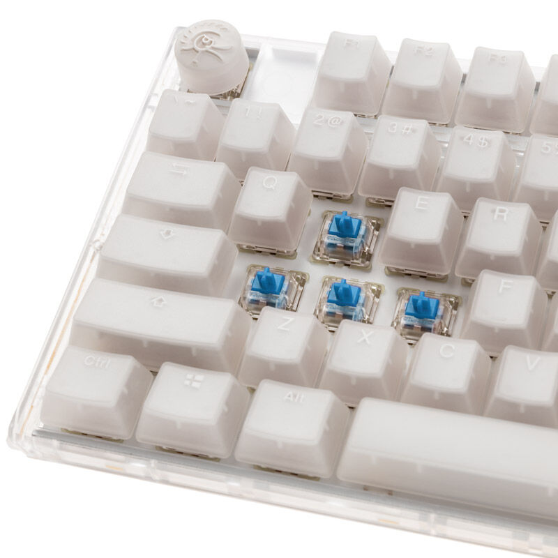 Ducky One 3 Aura White gamingtastatur nærbilde av tastaturbrytere