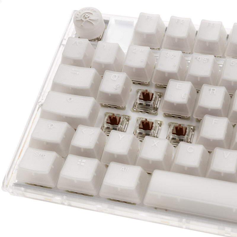 Ducky One 3 Aura White gamingtastatur nærbilde av tast