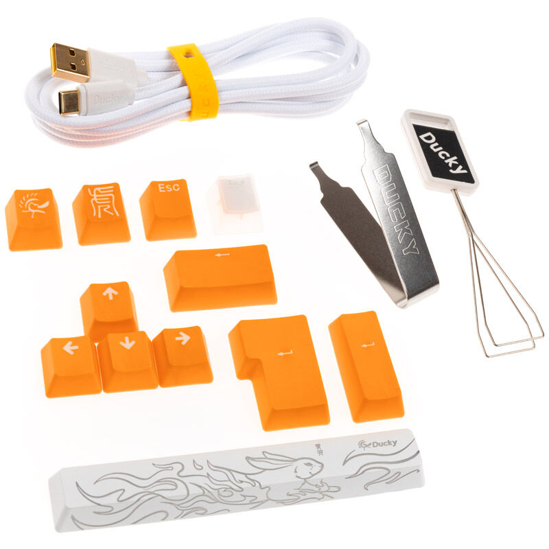 Ducky One 3 Aura White gamingtastatur RGB med avtagbart kabel