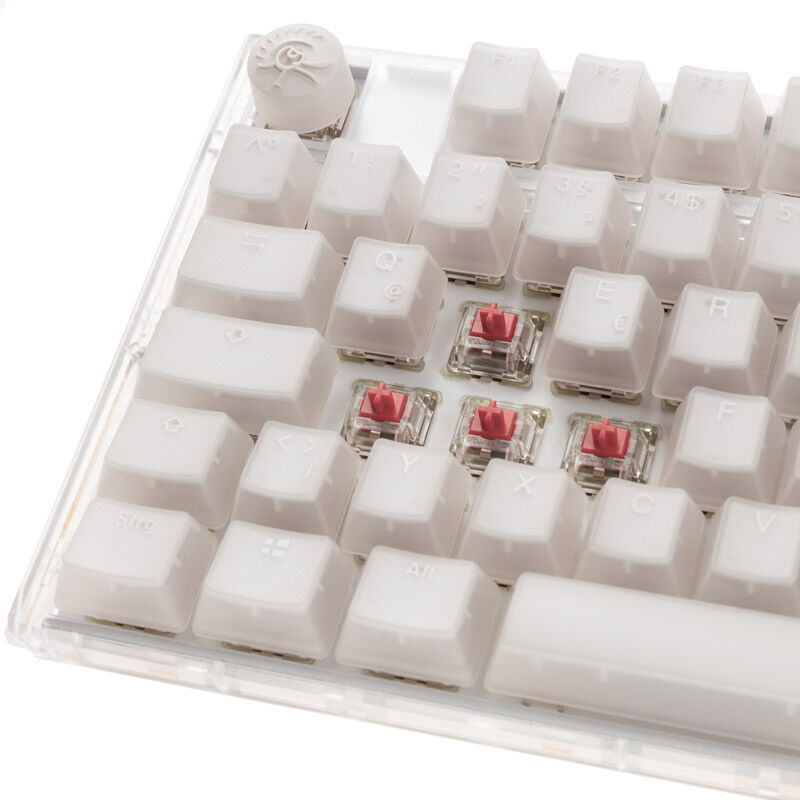 Ducky One 3 Aura White gamingtastatur RGB nærbilde av tast