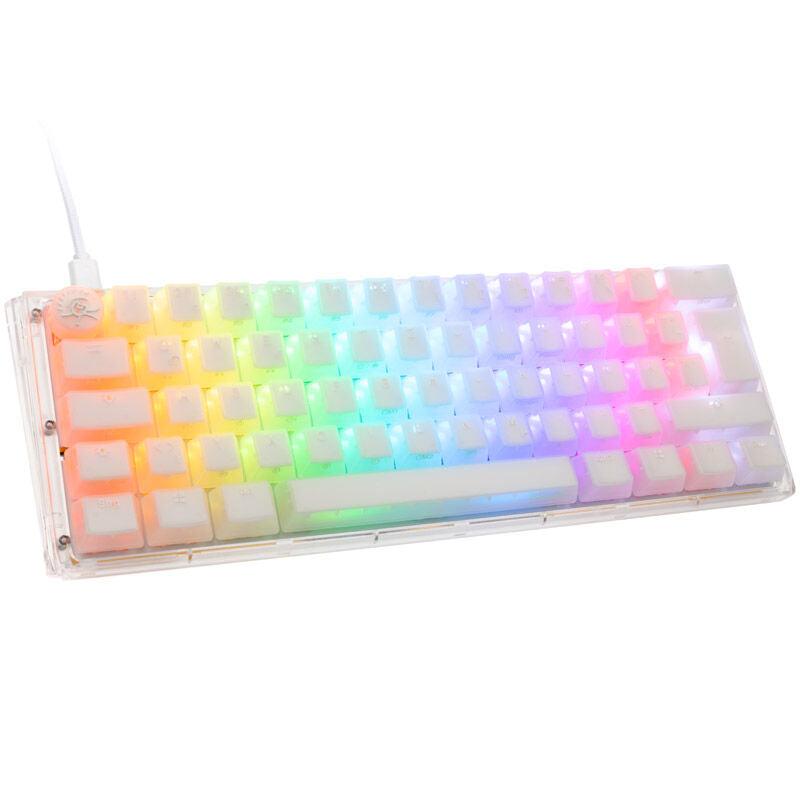 Ducky One 3 Aura White Mini 60% gamingtastatur RGB MX-Blue forfra