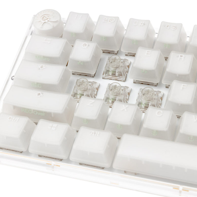 Montert Ducky One 3 Aura White Mini 60% gamingtastatur med RGB-lys