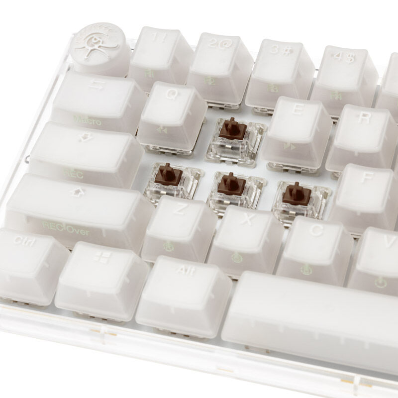Ducky One 3 Aura White SF gamingtastatur 65% nærbilde av Cherry MX Brown brytere