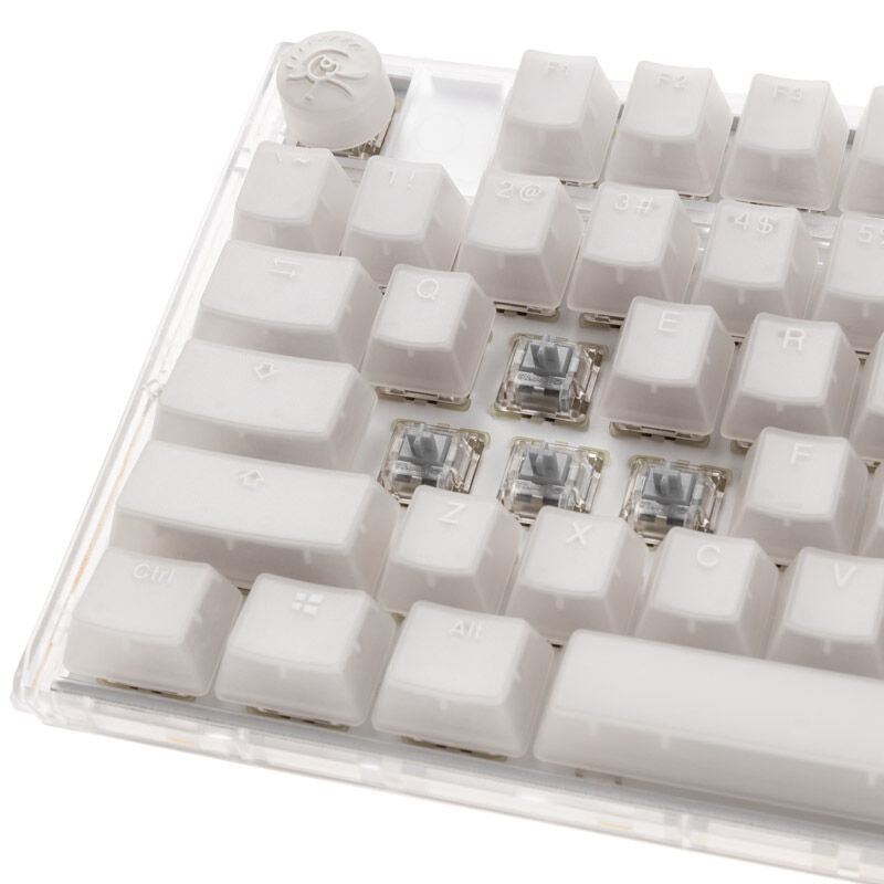Ducky One 3 Aura White TKL gamingtastatur RGB MX-Speed-Silver nærbilde av tastene