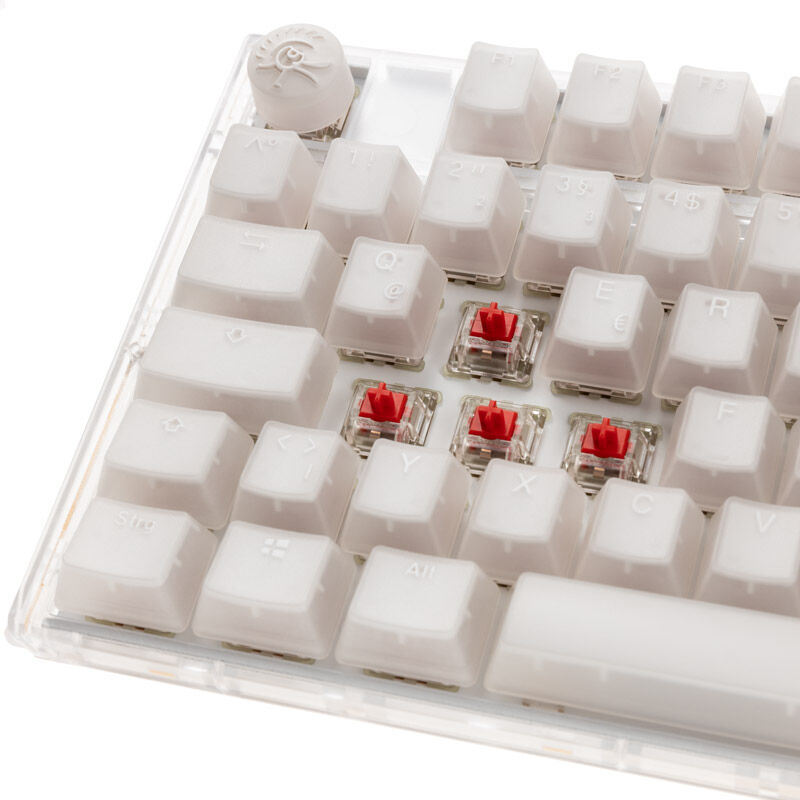 Nærbilde av Ducky One 3 Aura White TKL gamingtastatur RGB MX-Red brytere