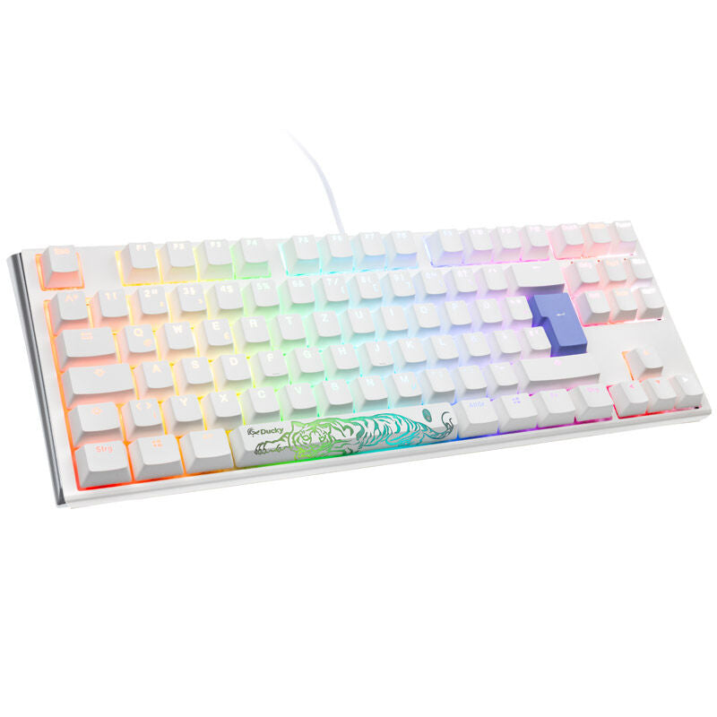 Ducky One 3 Classic Pure White TKL gamingtastatur RGB MX-Blue forfra