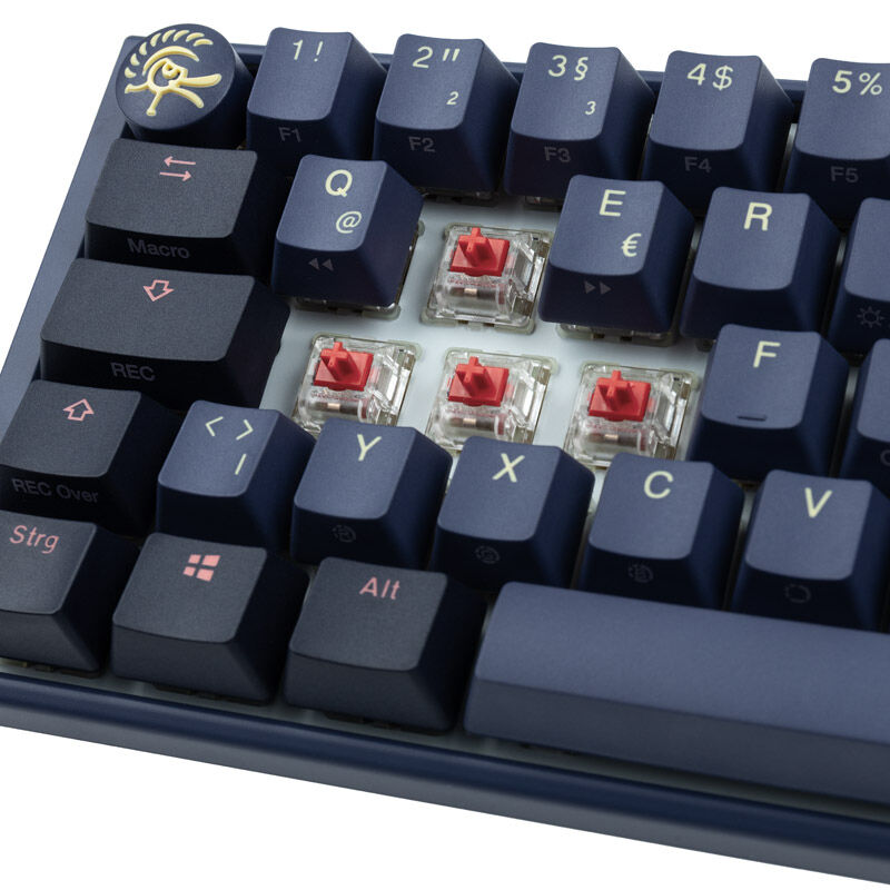 Montert Ducky One 3 Cosmic Blue Mini gamingtastatur 60% med RGB-belysning