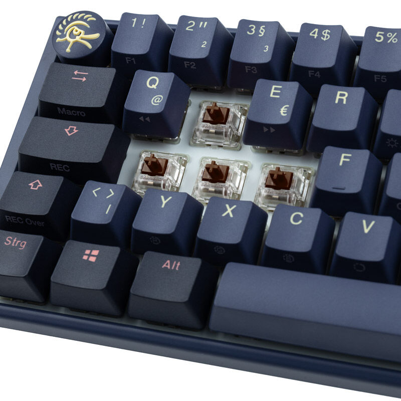 Nærbilde av Ducky One 3 Cosmic Blue Mini gamingtastatur RGB MX-Brown tastatur