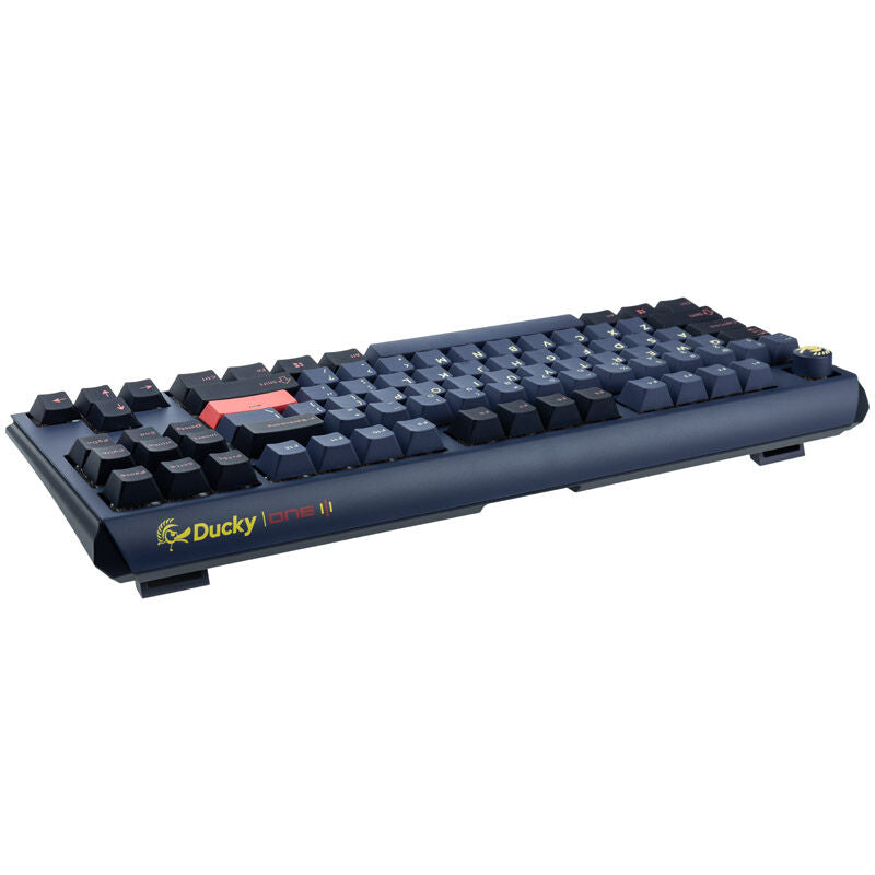 Detalj av Ducky One 3 Cosmic Blue TKL gamingtastatur brytere