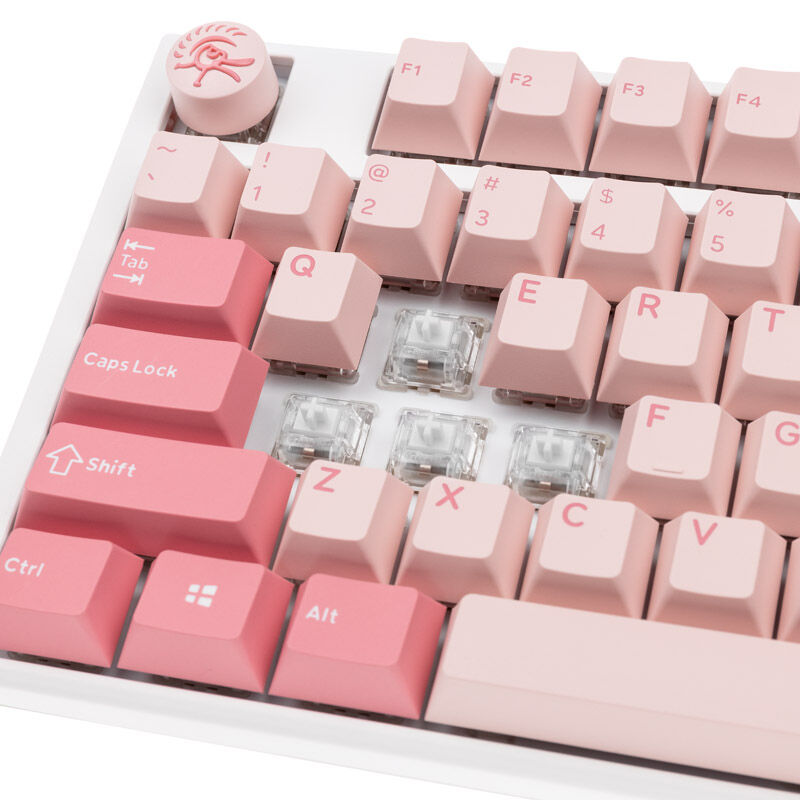 Nærbilde av Cherry MX Ergo Clear switch i Ducky One 3 Gossamer Pink