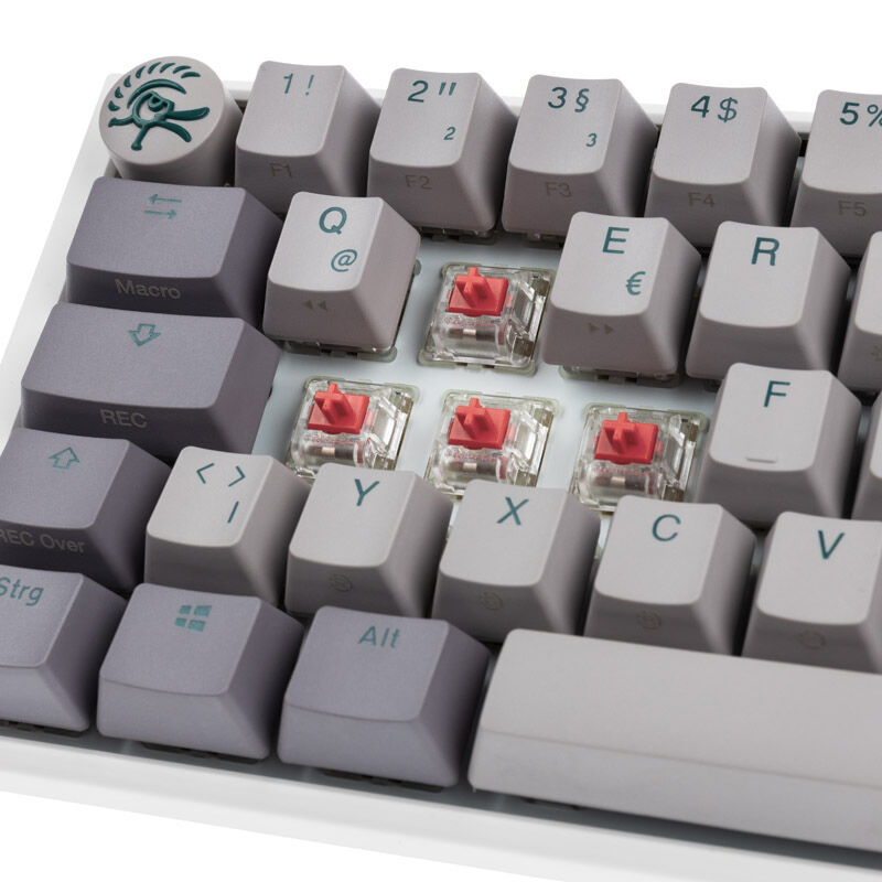 Montert Ducky One 3 Mist Grey Mini 60% gamingtastatur med RGB-belysning