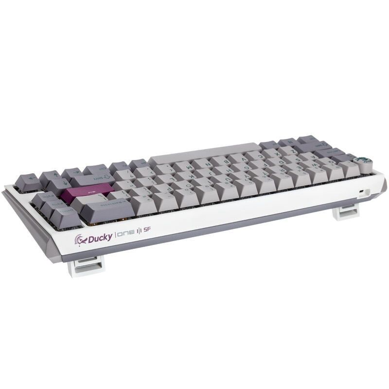 Ducky One 3 Mist Grey SF gamingtastatur 65% RGB MX-Silent-Red detalj av tastaturkapsler