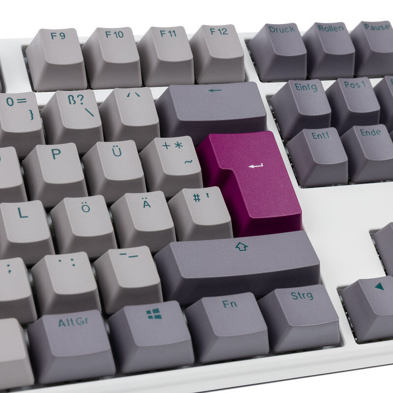 Sideprofil av Ducky One 3 Mist Grey TKL gamingtastatur RGB MX-Blue