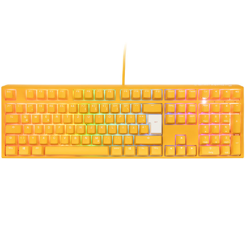 Ducky One 3 Yellow gamingtastatur bakside med USB-C port