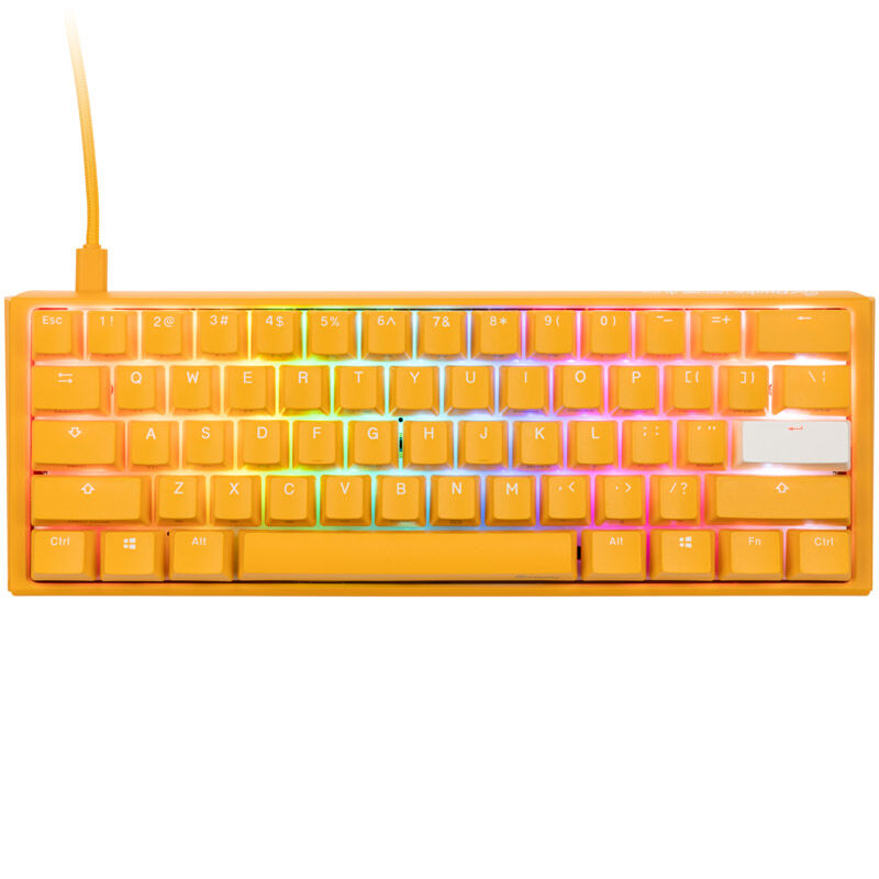 Ducky One 3 Yellow Mini 60 % gamingtastatur bakside med USB-C port