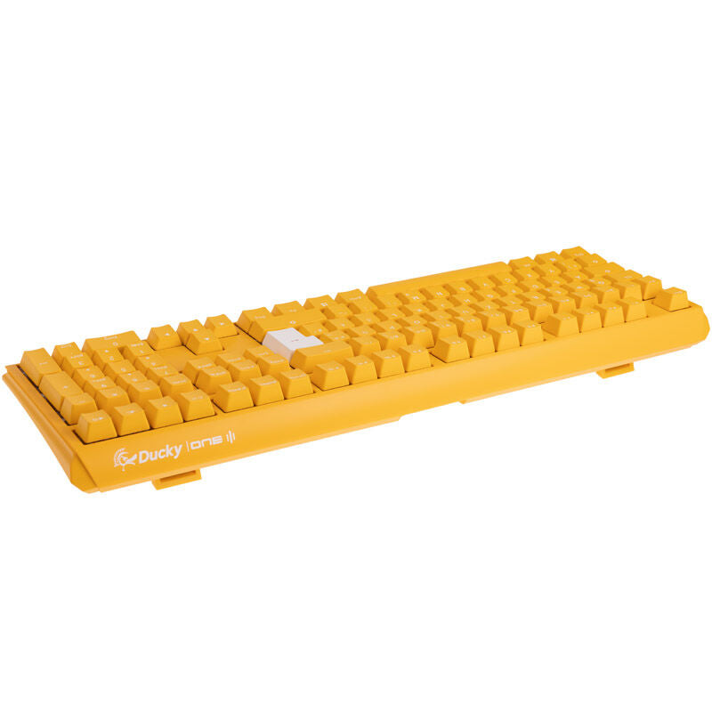 Detaljbilde av Cherry MX Blue-switch på Ducky One 3 Yellow