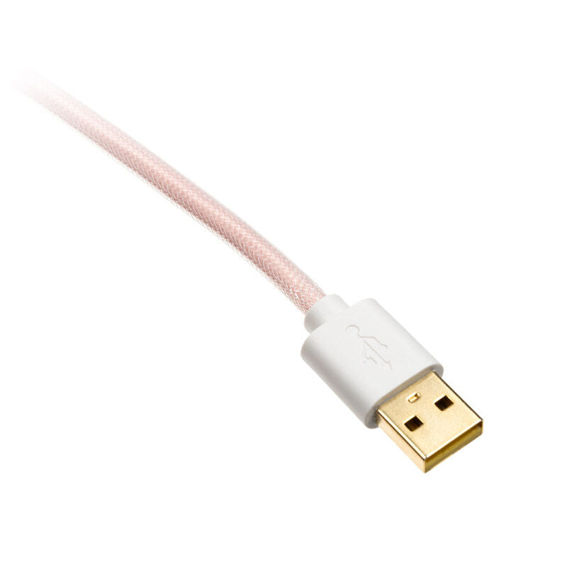 Detalj av Ducky Premicord Cotton Candy spiralkabel USB-C til USB-A