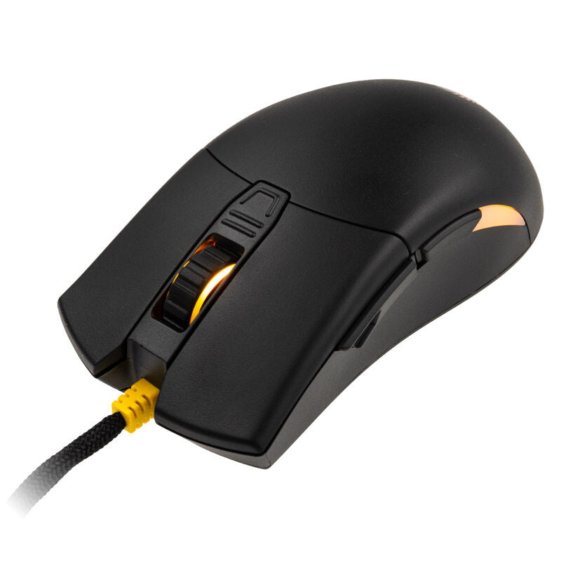 Ducky Secret M Retro gamingmus kablet 16000 DPI RGB svart bakside