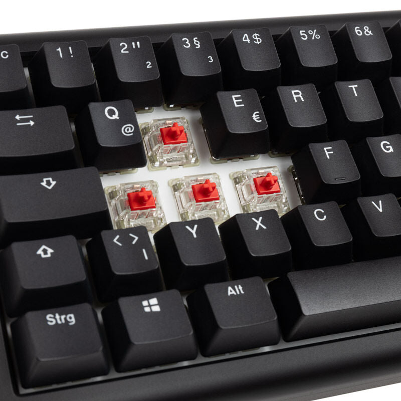 Ducky Tinker 65 gamingtastatur nærbilde av RGB-belysning