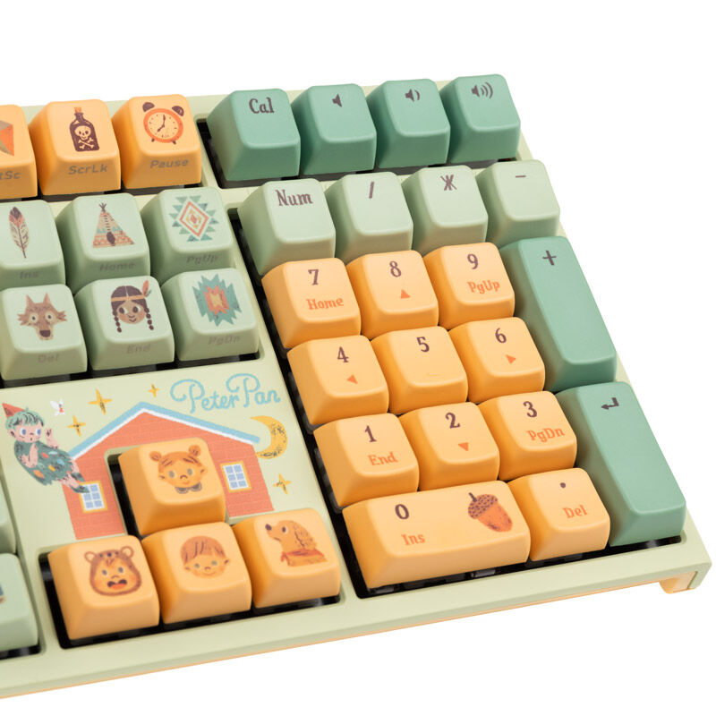 Sidevisning av Ducky x Dimanche One 2 Pro gamingtastatur Peter Pan Varmilo V2 Iris