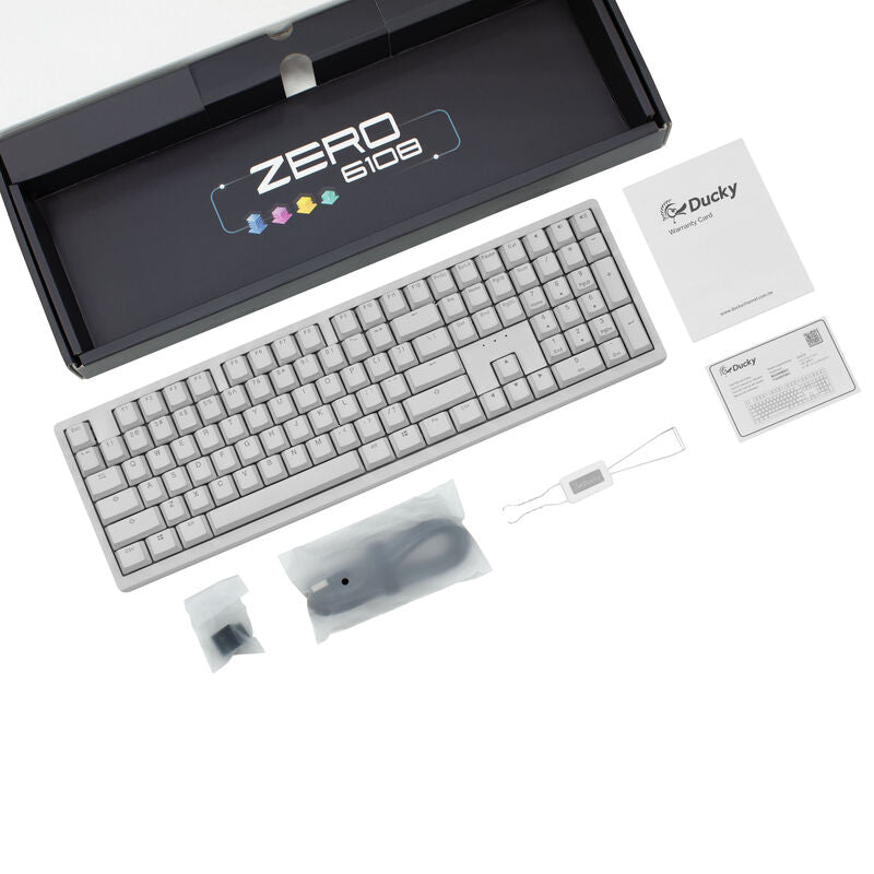 Ducky Zero 6108 Pure White trådløs gamingtastatur sideprofil