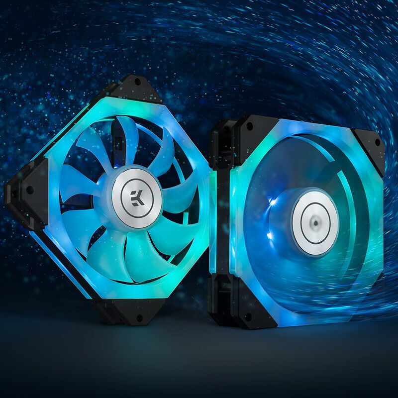 EK Water Blocks Quantum Impulse 120 D-RGB PWM vifte svart montert i PC