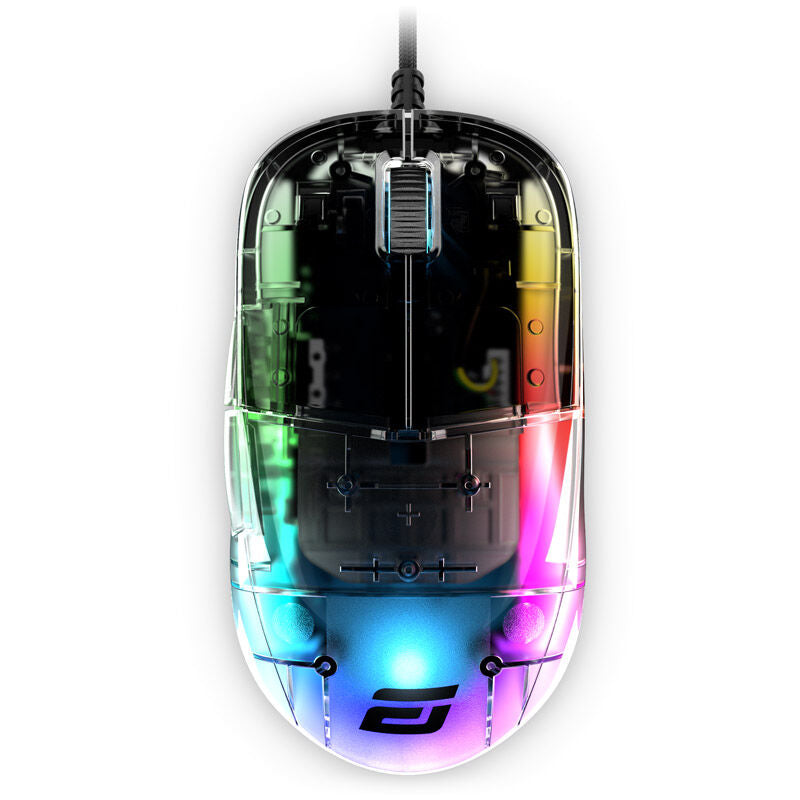 Detalj av brytere på Endgame Gear XM1 RGB gamingmus Kailh GM 4.0 16000 DPI hvit