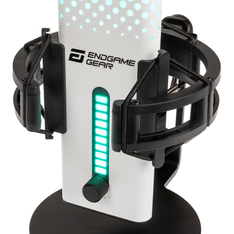 Endgame Gear XSTRM USB mikrofon kondensator RGB hvit montert på mikrofonarm